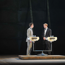 A performance of "Angels In America" at Carnegie Mellon. Louis Ironson and Joe Pitt Meet in the Bathroom.