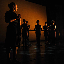 Dance performance at Carnegie Mellon University school of Drama were a male dancer intrudes upon a ballet class of female dancers.