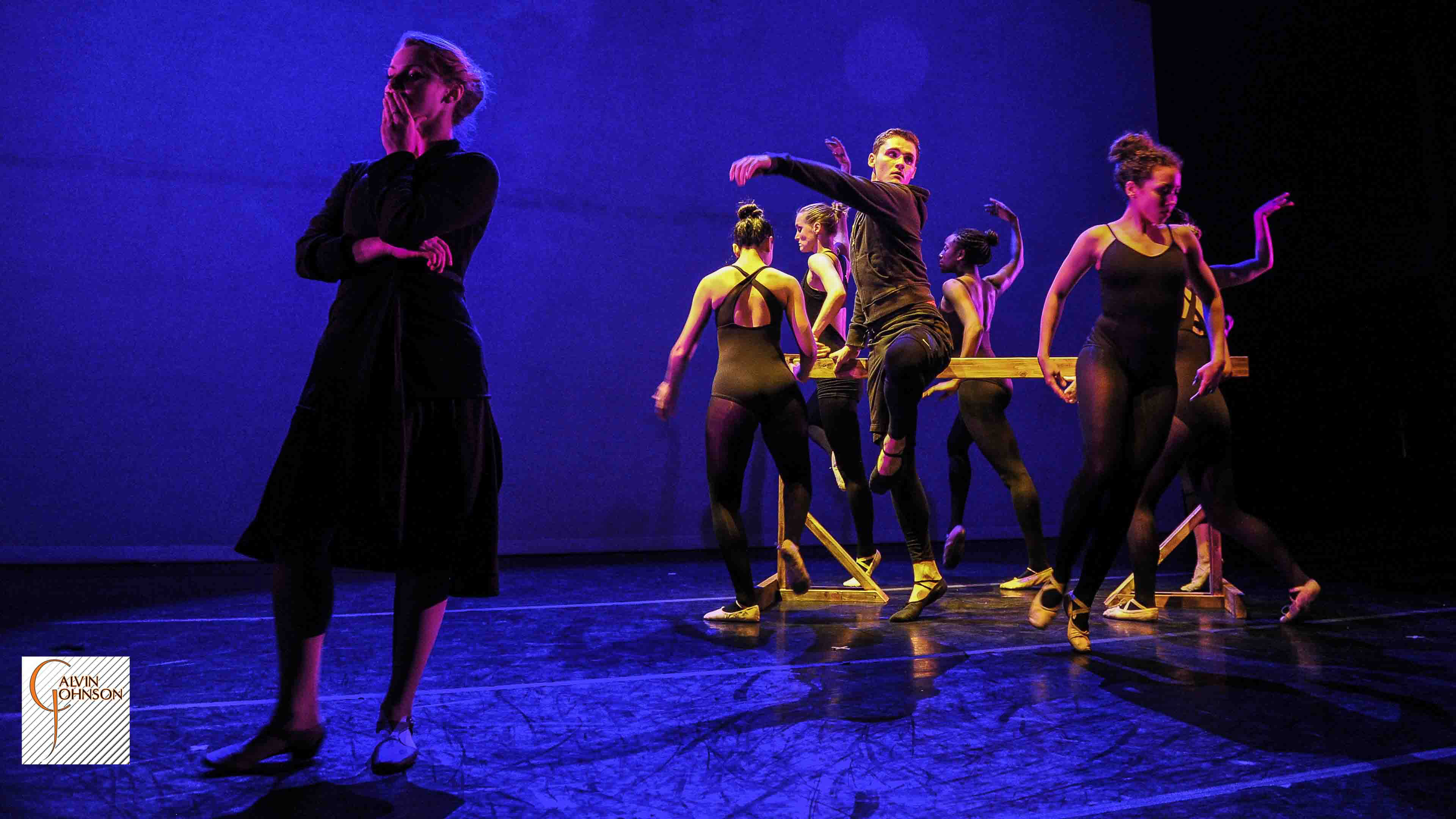 Dance performance at Carnegie Mellon University school of Drama were a male dancer intrudes upon a ballet class of female dancers.