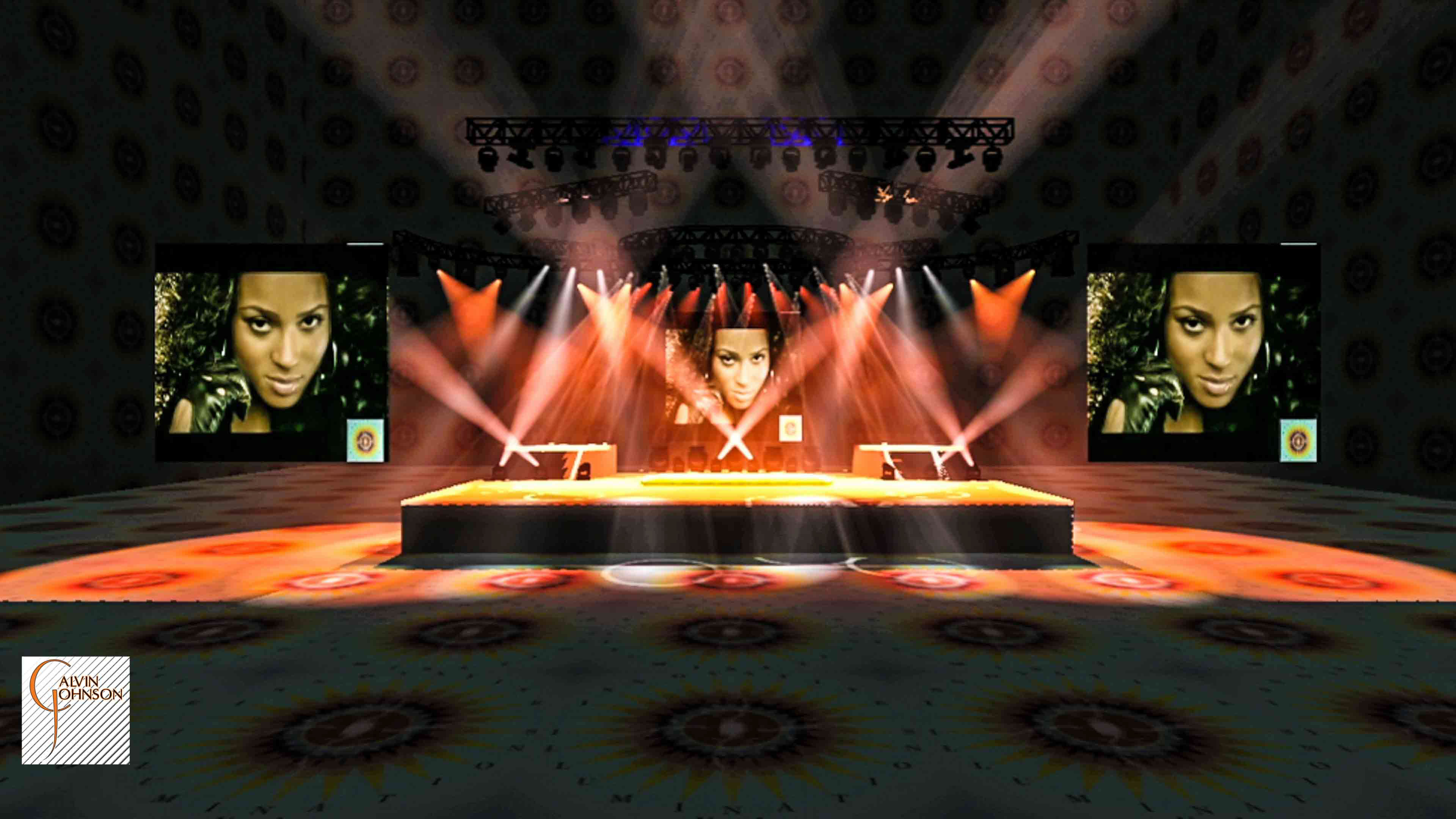 A 3D Representation of a concert set and lighting design for singer Ciara.