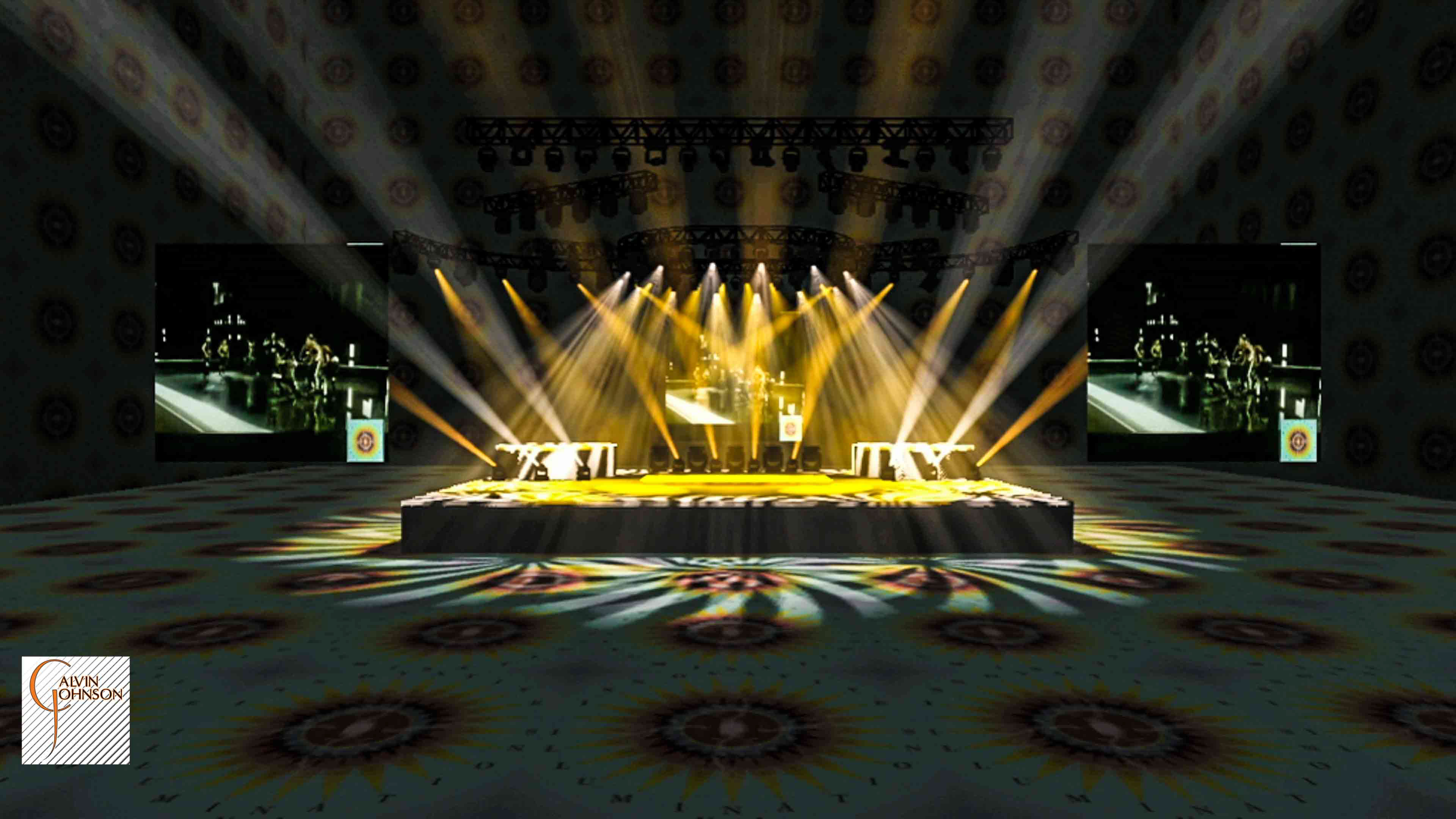 A 3D Representation of a concert set and lighting design for singer Ciara.