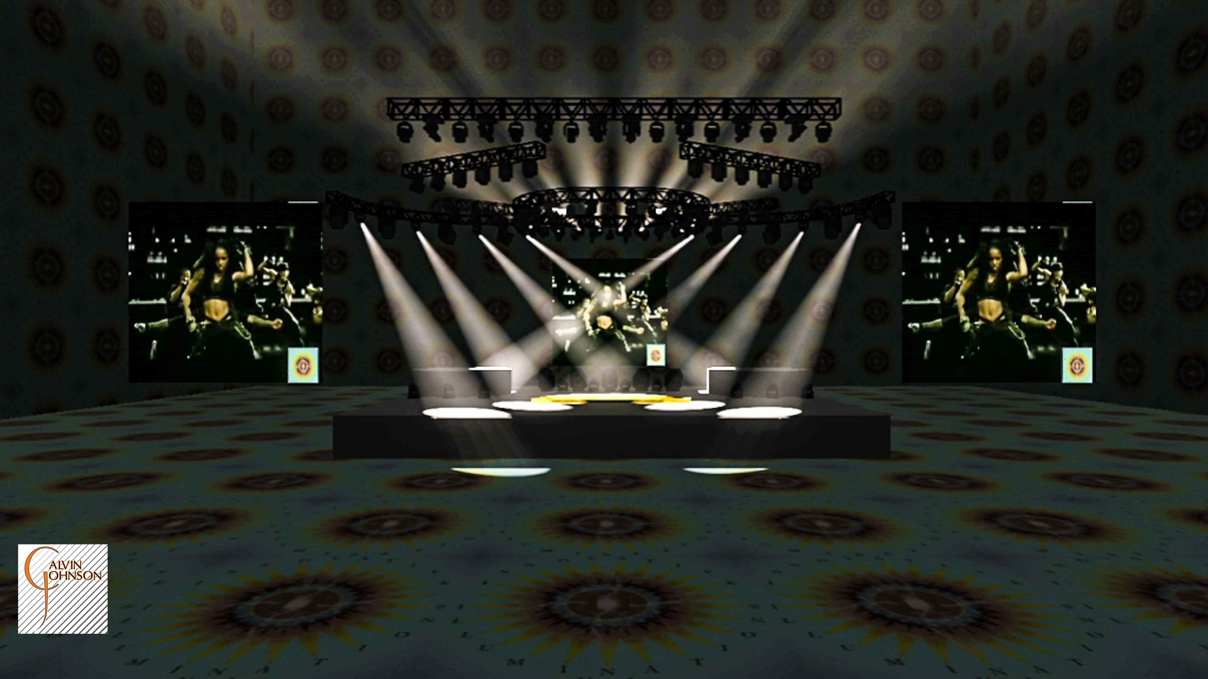 A 3D Representation of a concert set and lighting design for singer Ciara.