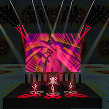 A 3D Representation of a concert set and lighting design for the band Foo Fighters.