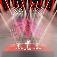 A 3D Representation of a concert set and lighting design for the band Foo Fighters.