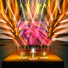 A 3D Representation of a concert set and lighting design for the band Foo Fighters.