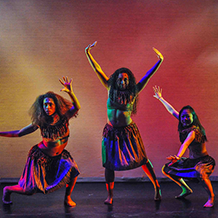 Dance performance at Carnegie Mellon University School of Drama were male and female dancers reenact the tribal dances of Africa.