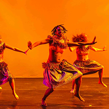 Dance performance at Carnegie Mellon University School of Drama were male and female dancers reenact the tribal dances of Africa.
