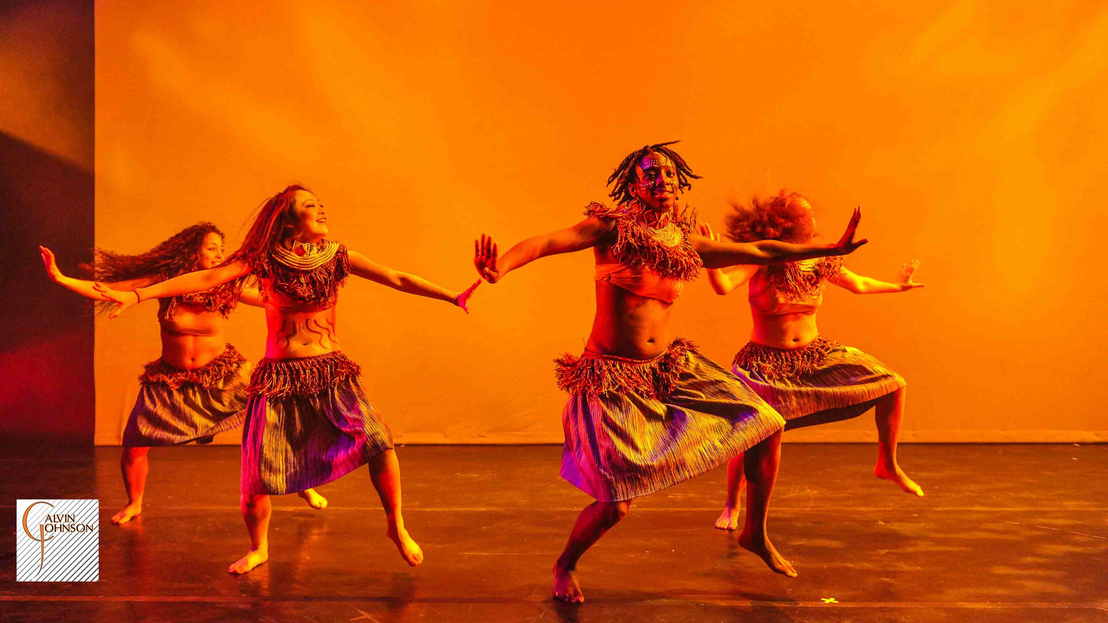 Dance performance at Carnegie Mellon University School of Drama were male and female dancers reenact the tribal dances of Africa.