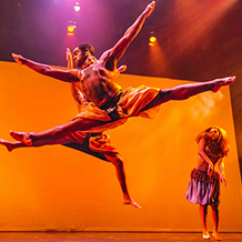 Dance performance at Carnegie Mellon University School of Drama were male and female dancers reenact the tribal dances of Africa.